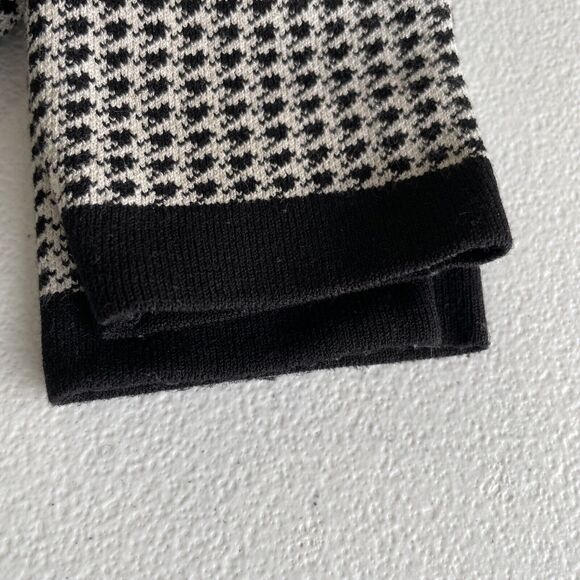 Ann Taylor Cardigan Sweater Black White Houndstooth Hidden Button Up Womens SP - Picture 5 of 11